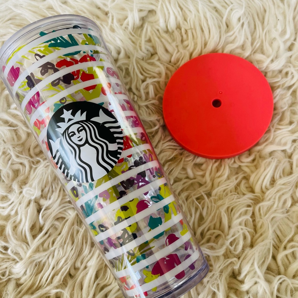 🌺🌼Rare 2017 Stripe & Floral Starbucks Venti Cold Cup